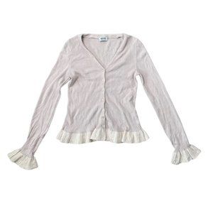 MOSCHINO Cheap And Chic Women's Pink Knit Button Front Ruffle Cardigan Size S
